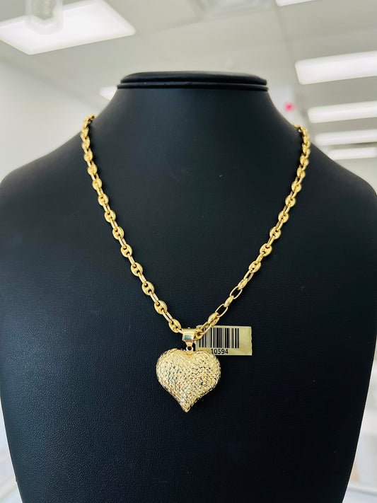 Set Oro 14k Cadena Gucci + Dije Corazón