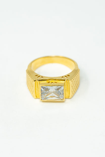 MEN'S RING - RECTANGULAR WHITE STONE