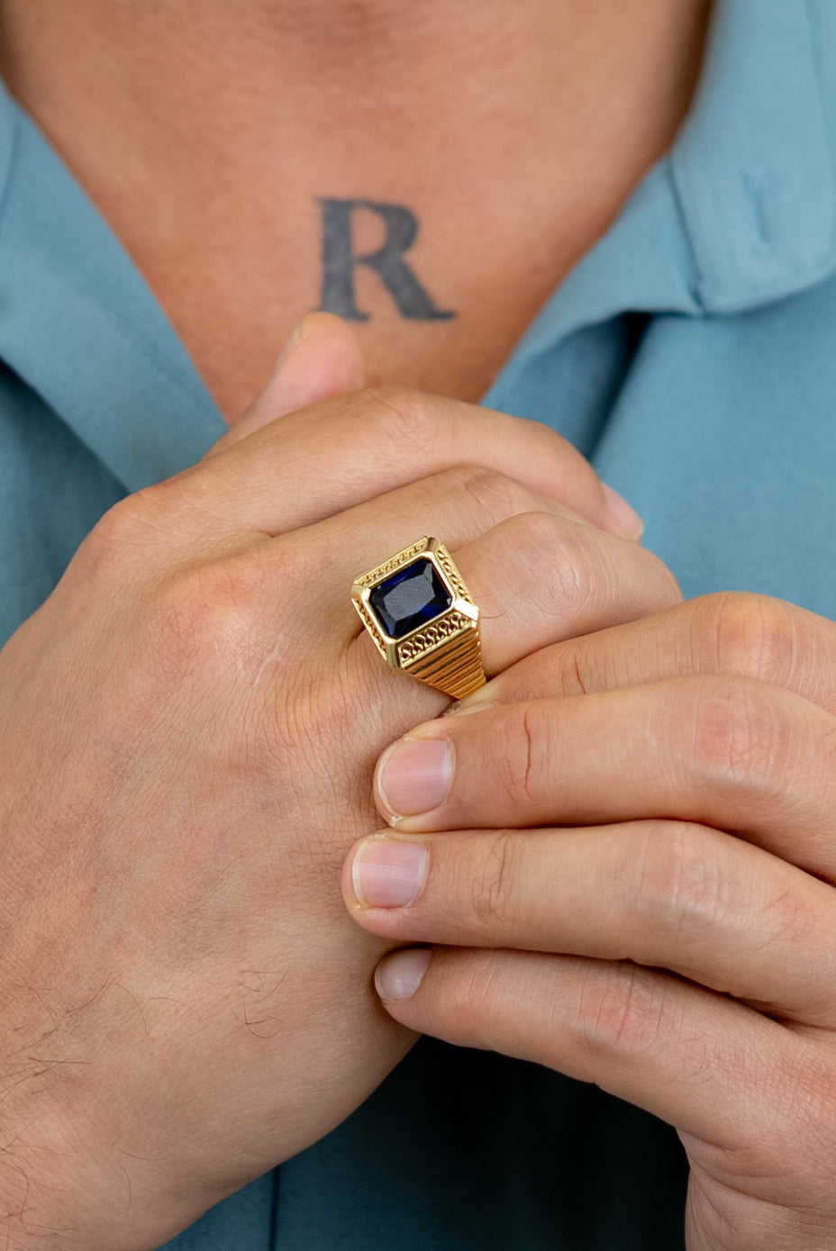 MEN'S RING  - SQUARE BLUE