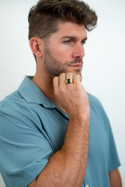 MEN'S RING - GREEN STONE