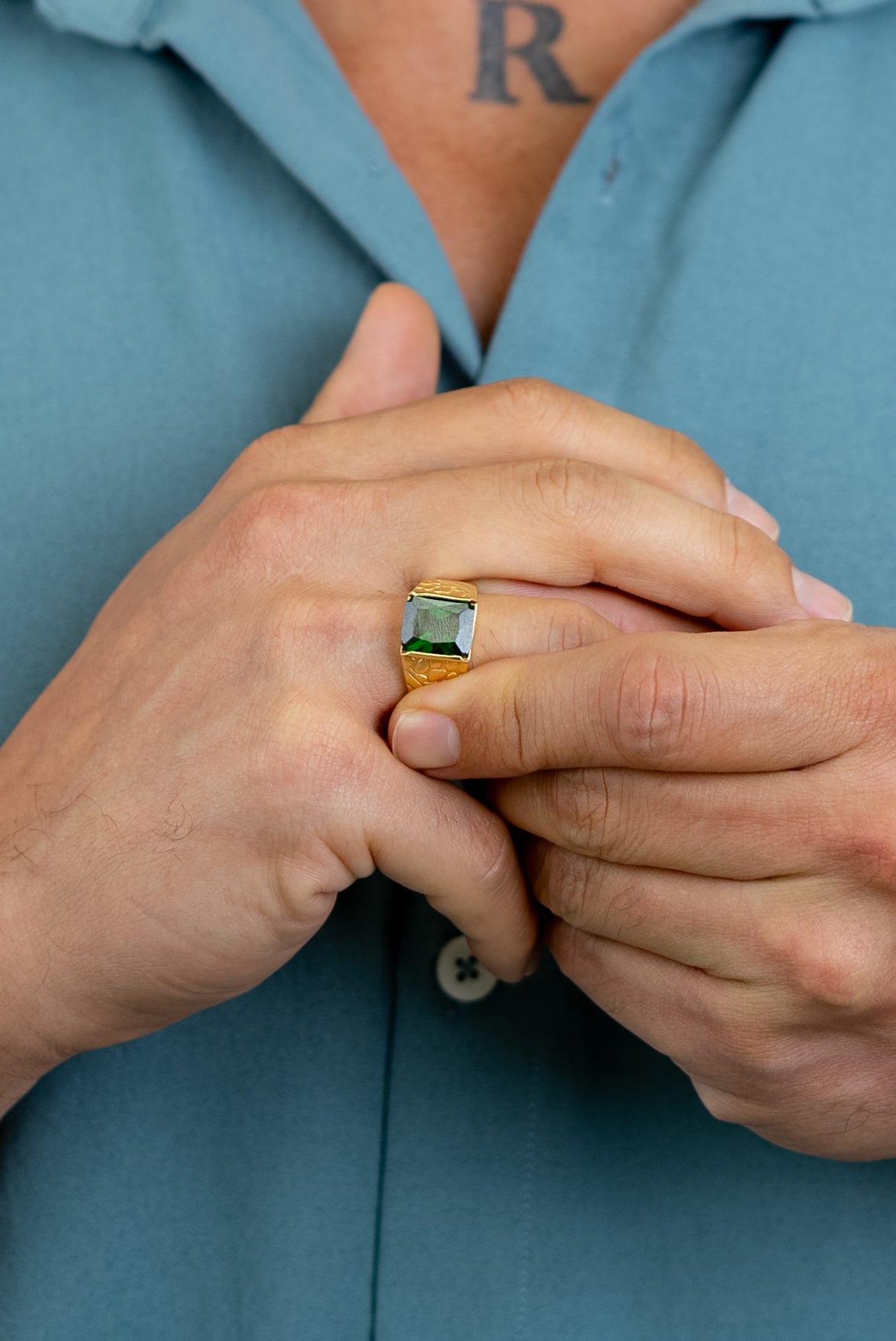 MEN'S RING - GREEN STONE