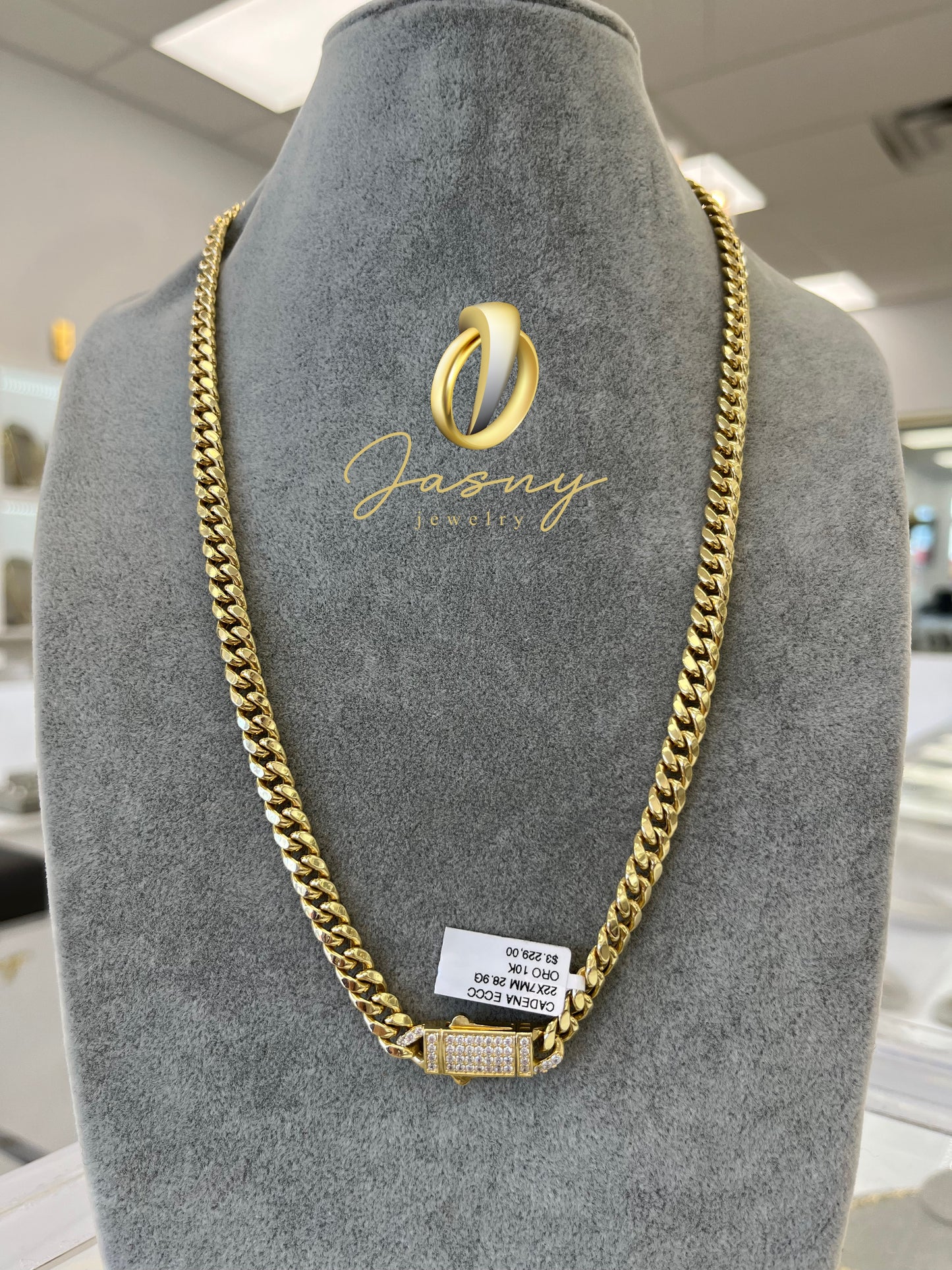 Cadena Cuban Link Hallow Oro 10k