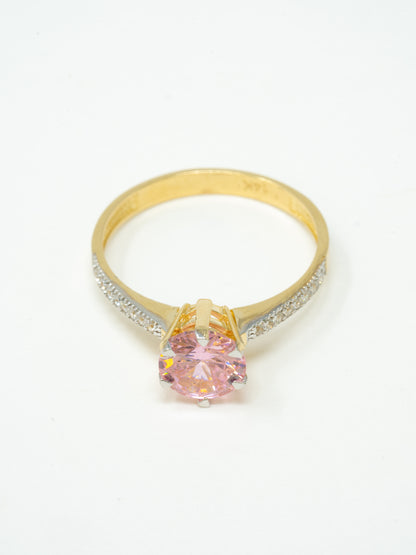 Lady's ring, solitaire Pink stone