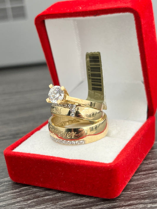 💍TRÍO ANILLOS MATRIMONIO ORO 14 K💍