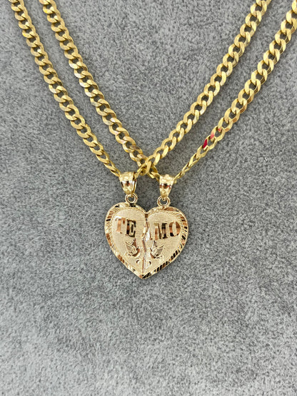 SET ORO 14k CADENAS PARA PAREJAS+ DIJE CORAZON