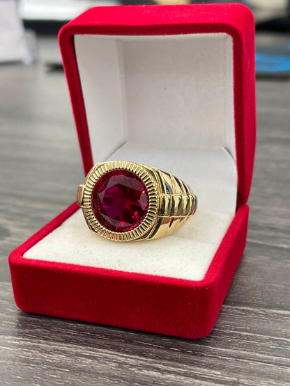 💎💍 Anillo piedra roja 🇮🇹 ORO 14K