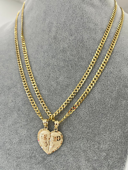 SET ORO 14k CADENAS PARA PAREJAS+ DIJE CORAZON