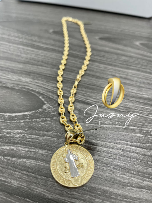 ⭐️ CADENA GUSSI y SAN BENITO ORO 14K ⭐️