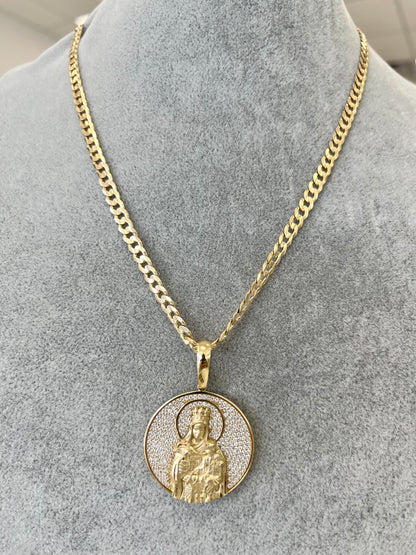 🙏SET ORO 14K CADENA + MEDALLA VIRGEN DEL CARMEN 🙏