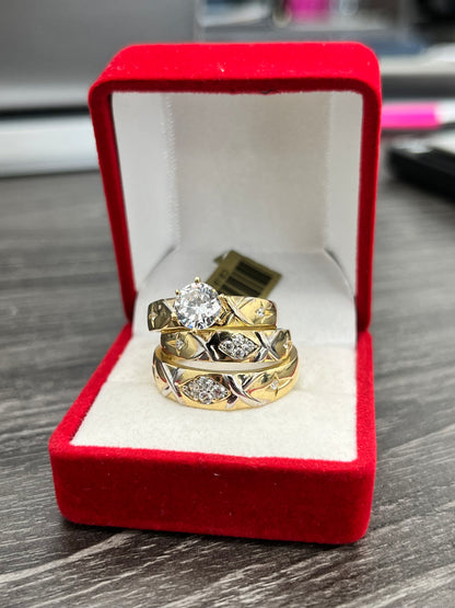 💍TRÍO ANILLOS DE MATRIMONIO ORO 14K💍