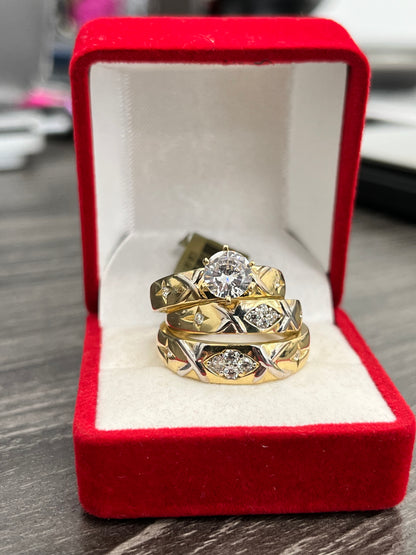 💍TRÍO ANILLOS DE MATRIMONIO ORO 14K💍