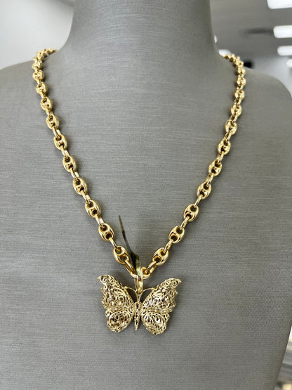 🦋CADENA GUCCI + DIJE MARIPOSA ORO 14K