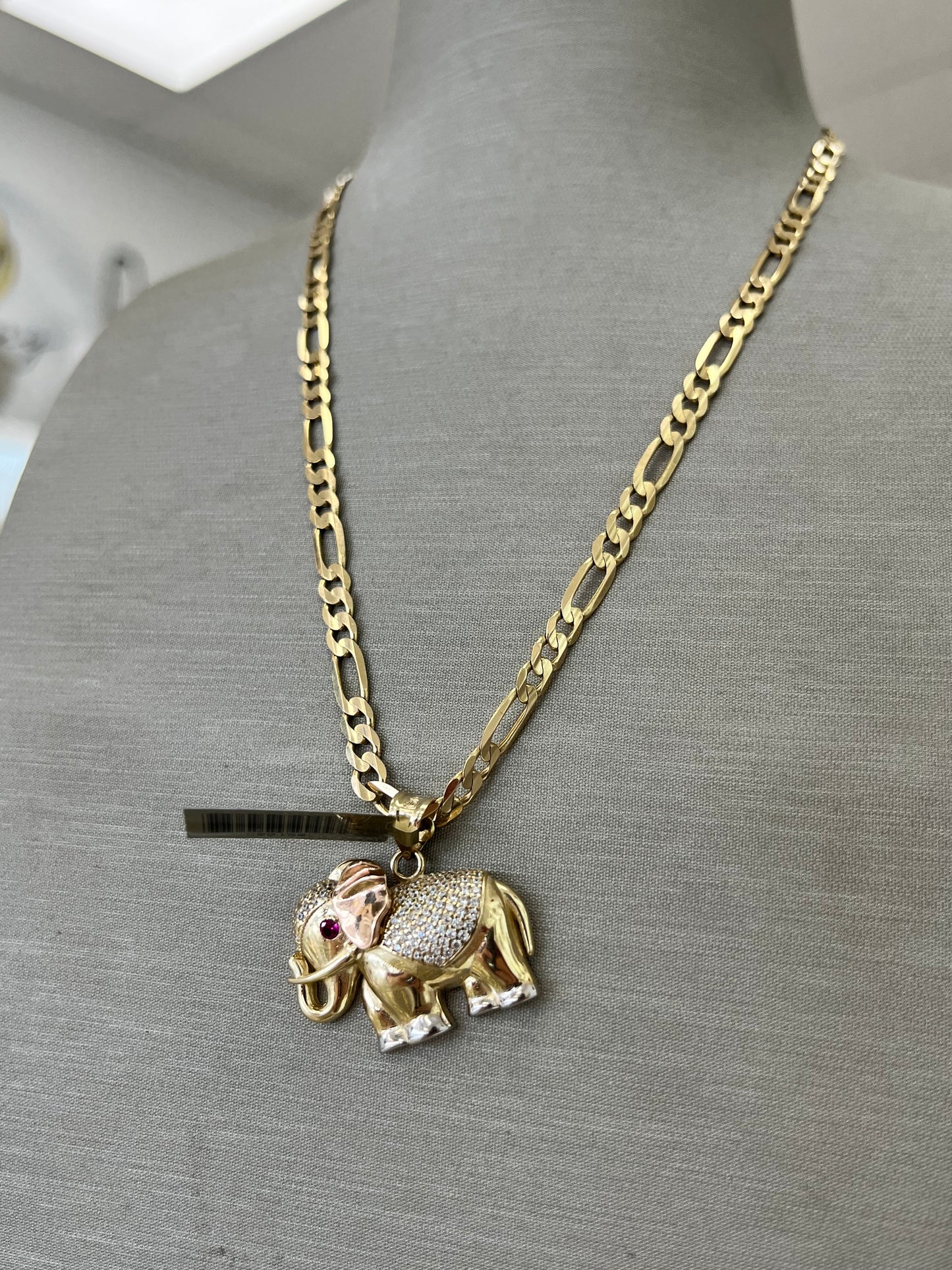 🐘 CADENA FÍGARO + DIJE ELEFANTE ORO 14K