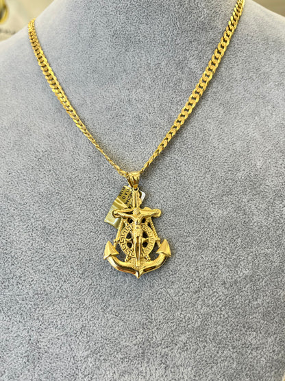 DIJE ANCLA CON JESÚS ORO 14K