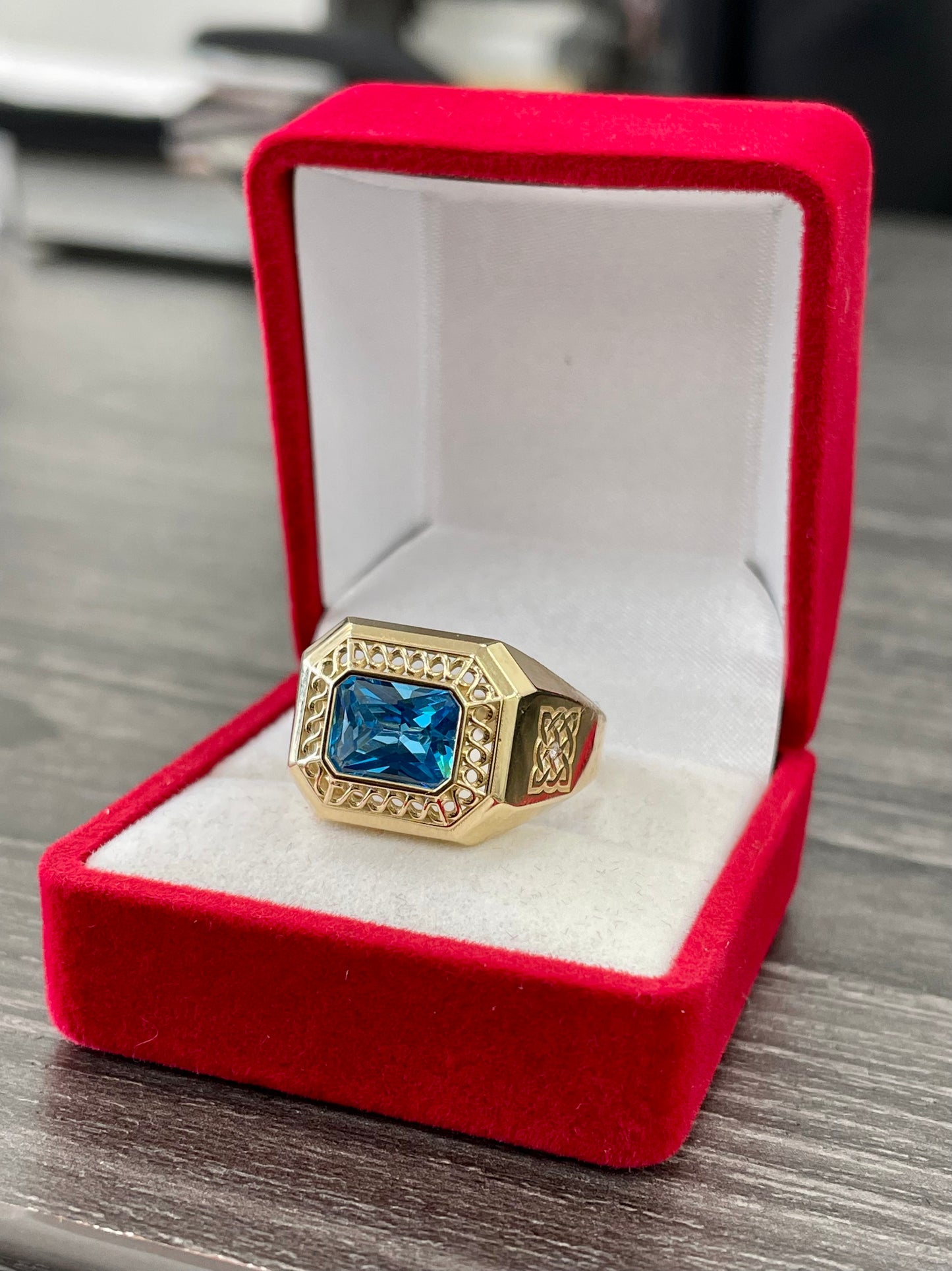 💍💎 ANILLO PIEDRA 2  AZUL ORO 14K 🇮🇹🇮🇹