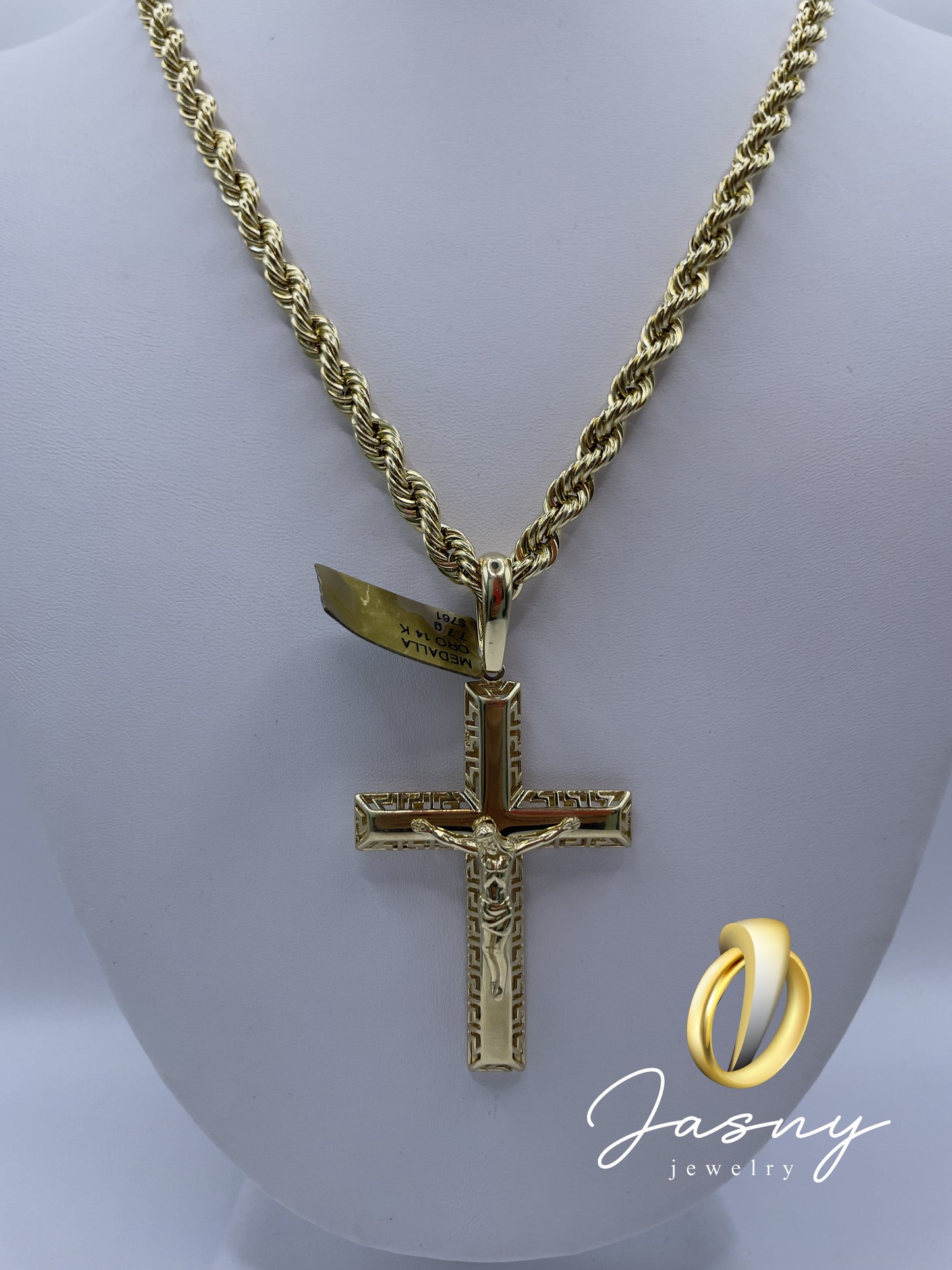 🇮🇹💎 CADENA CRISTO ORO 14K **NEW**