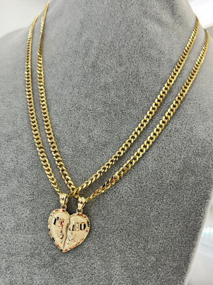 SET ORO 14k CADENAS PARA PAREJAS+ DIJE CORAZON