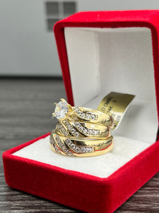 💍TRÍO ANILLOS MATRIMONIO ORO 14 K💍