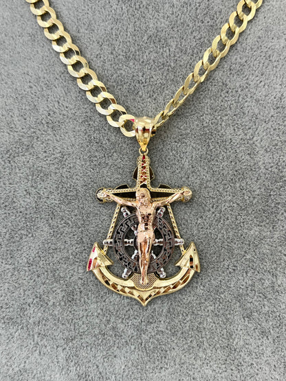 DIJE ANCLA CON JESUCRISTO ORO 14K