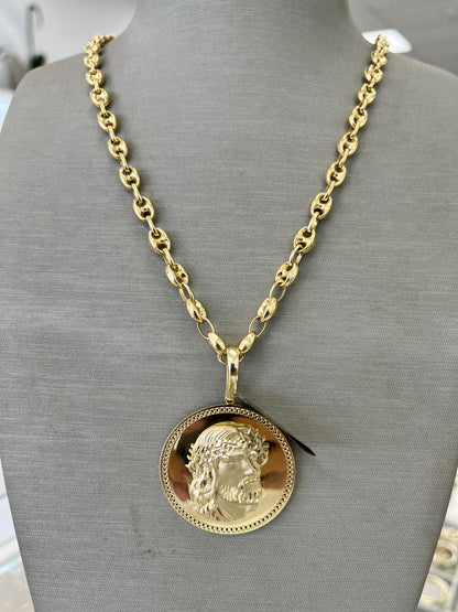 ✨CADENA GUCCI + MEDALLA CRISTO ORO 14K