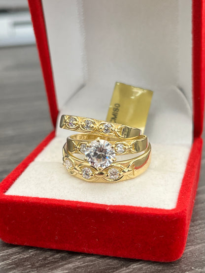 💍TRÍO ANILLOS DE MATRIMONIO ORO 14K💍