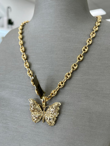 🦋CADENA GUCCI + DIJE MARIPOSA ORO 14K