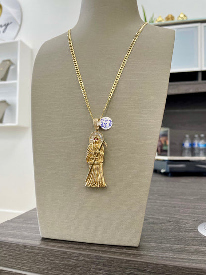 🇮🇹💎 SER CADENA DE LA SANTA MUERTE ORO 14K