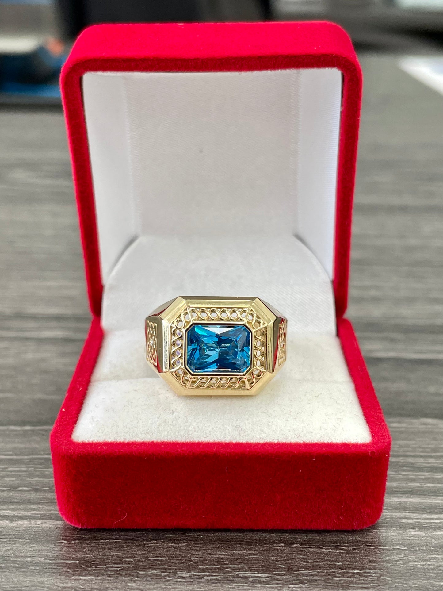 💍💎 ANILLO PIEDRA 2  AZUL ORO 14K 🇮🇹🇮🇹