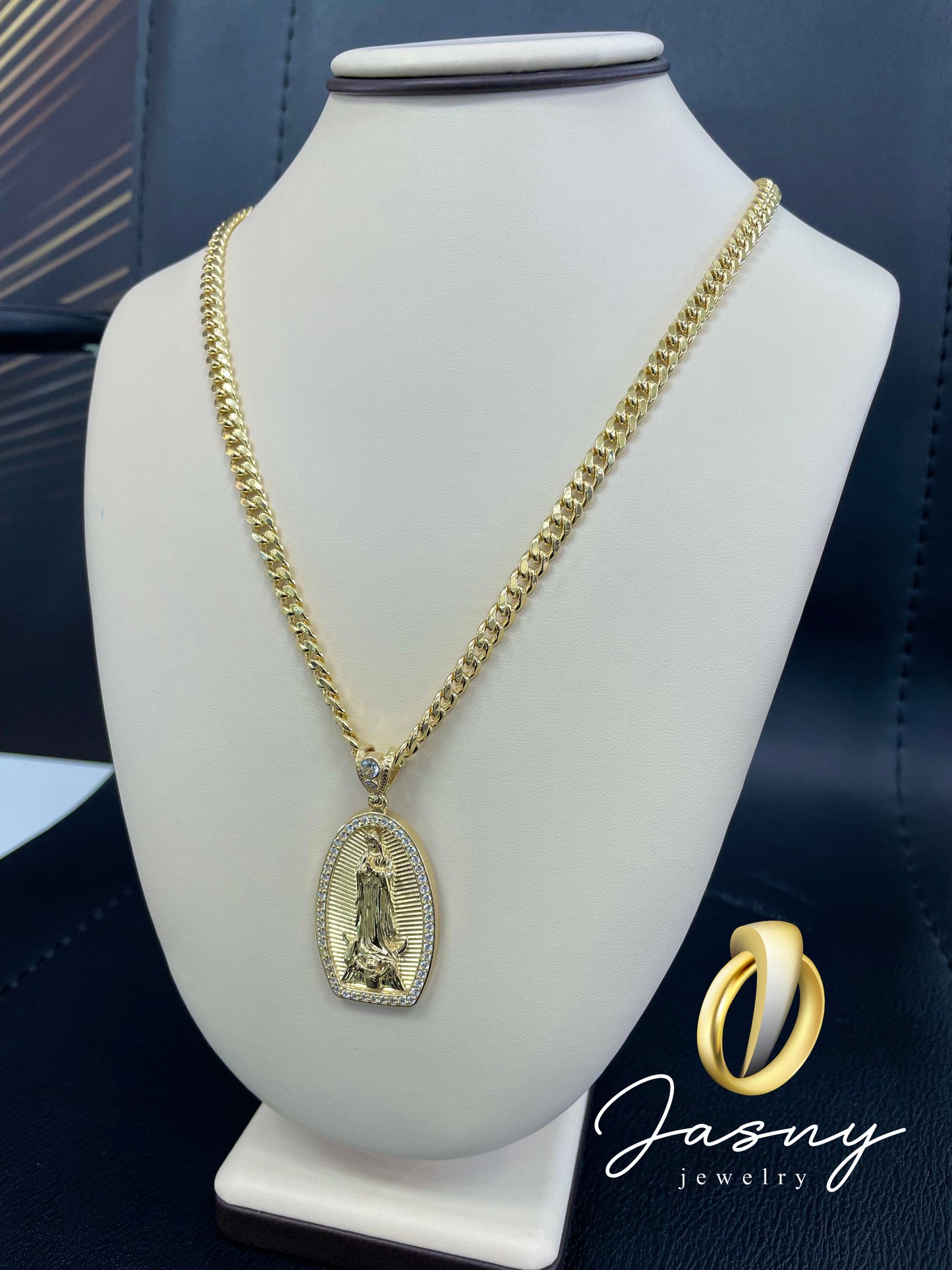 🇮🇹💎 CADENA VIRGEN DE GUADALUPE ORO 10K